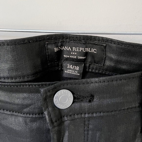 NWOT Banana Republic High Rise Skinny Coated Jeans Black SZ 18 - Picture 12 of 15